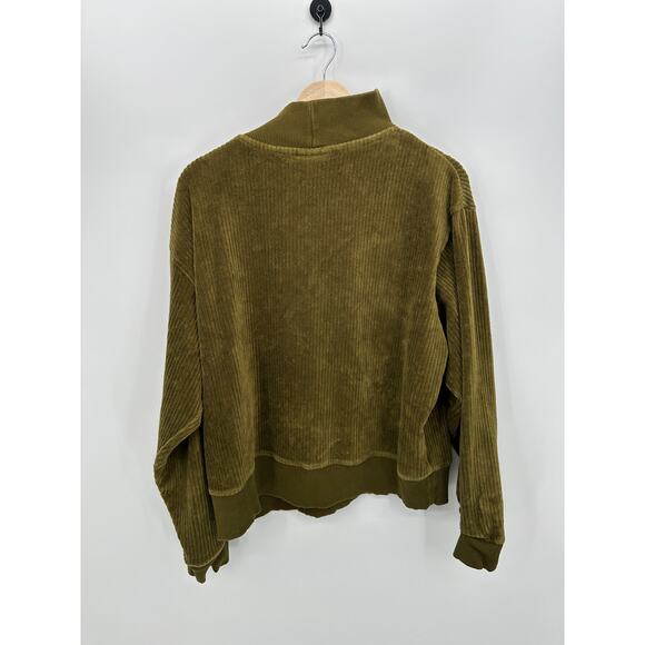 Universal Thread Womens Green Velvet Quarter Zip Pullover Sweatshirt Size XXL - Picture 2 of 7